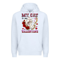 White my cat is my valentine Premium Hoodie - OliviaCreatesArt