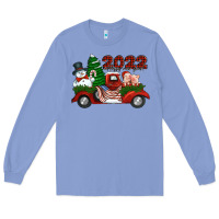 Colony Blue happy new year 2022 christmas truck with american flag Long Sleeve Tee - Jasminsmagicworld