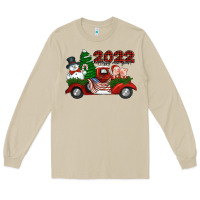 Mushroom happy new year 2022 christmas truck with american flag Long Sleeve Tee - Jasminsmagicworld
