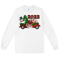 White happy new year 2022 christmas truck with american flag Long Sleeve Tee - Jasminsmagicworld