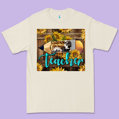Western Teacher Pencil With Sunflowers Premium Tee Designed By Lillyallendesigns