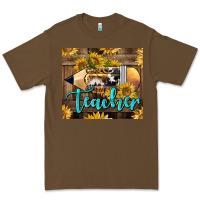 Cacao Western Teacher Pencil With Sunflowers Premium Tee - LillyAllenDesigns