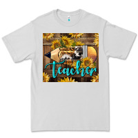 Dove Grey Western Teacher Pencil With Sunflowers Premium Tee - LillyAllenDesigns