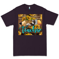 Plum Western Teacher Pencil With Sunflowers Premium Tee - LillyAllenDesigns