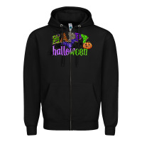 Black happy halloween Zipper Hoodie - CowGirlArtShop