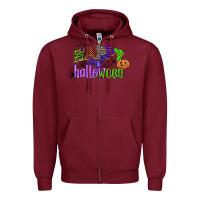 Burgundy happy halloween Zipper Hoodie - CowGirlArtShop