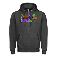 Charcoal Heather happy halloween Zipper Hoodie - CowGirlArtShop