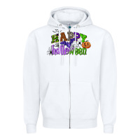 White happy halloween Zipper Hoodie - CowGirlArtShop