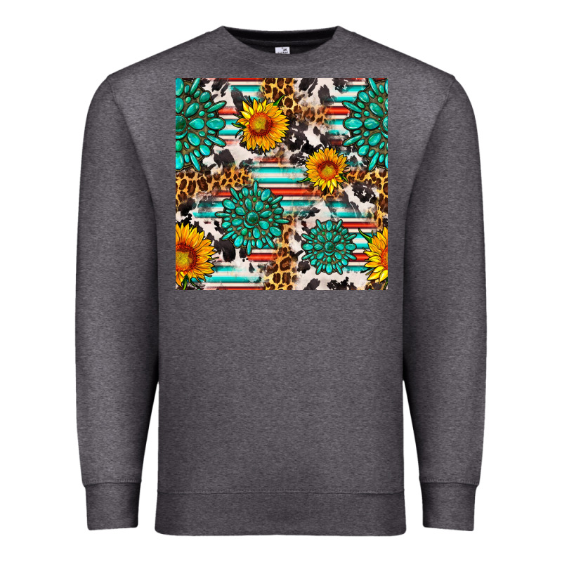 Gemstone Sunflower Cowhide Leopard Seamles Pattern Premium Sweatshirt by FaDigitalArtStudio | Teevron