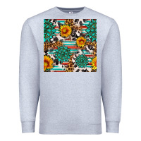 Heather Grey gemstone sunflower cowhide leopard seamles pattern Premium Sweatshirt - FaDigitalArtStudio