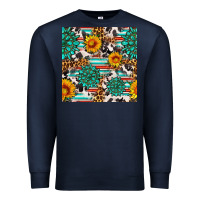 Navy gemstone sunflower cowhide leopard seamles pattern Premium Sweatshirt - FaDigitalArtStudio