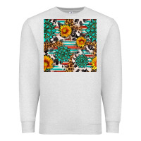 Oatmeal Heather gemstone sunflower cowhide leopard seamles pattern Premium Sweatshirt - FaDigitalArtStudio