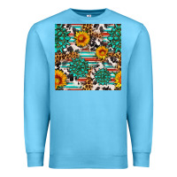 Ocean Blue gemstone sunflower cowhide leopard seamles pattern Premium Sweatshirt - FaDigitalArtStudio