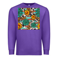 Purple gemstone sunflower cowhide leopard seamles pattern Premium Sweatshirt - FaDigitalArtStudio