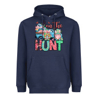 Navy Easter gnomes on the hunt Heavyweight Hoodie - OliviaCreatesArt