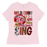 Bubblegum Pink wild thing you make my heart sing Ladies Tee - NancyCooperArtShop