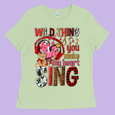 Wild Thing You Make My Heart Sing Ladies Tee Designed By Nancycooperartshop