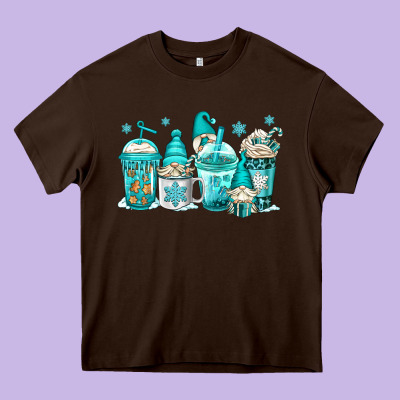 Winter Christmas Gnomes Coffee Cups Heavy Core Tee Designed By Jasminsmagicworld
