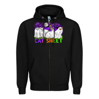 Black cat sheet ghost cats halloween Zipper Hoodie - CowGirlArtShop