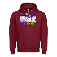Burgundy cat sheet ghost cats halloween Zipper Hoodie - CowGirlArtShop
