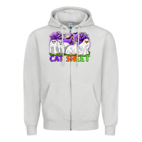 Dove Grey cat sheet ghost cats halloween Zipper Hoodie - CowGirlArtShop