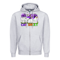 Heather Grey cat sheet ghost cats halloween Zipper Hoodie - CowGirlArtShop