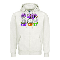 Oatmeal Heather cat sheet ghost cats halloween Zipper Hoodie - CowGirlArtShop