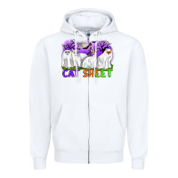 White cat sheet ghost cats halloween Zipper Hoodie - CowGirlArtShop