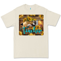Bone Western Teacher Pencil With Sunflowers Premium Tee - LillyAllenDesigns