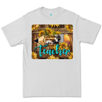 Dove Grey Western Teacher Pencil With Sunflowers Premium Tee - LillyAllenDesigns