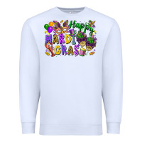 White Happy Mardi Gras Premium Sweatshirt - FaDigitalArtStudio