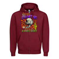 Burgundy happy haunting and to all a good fright Zipper Hoodie - CowGirlArtShop