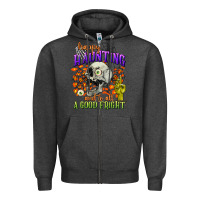Charcoal Heather happy haunting and to all a good fright Zipper Hoodie - CowGirlArtShop
