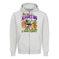 Dove Grey happy haunting and to all a good fright Zipper Hoodie - CowGirlArtShop