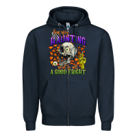 Navy happy haunting and to all a good fright Zipper Hoodie - CowGirlArtShop