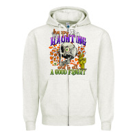Oatmeal Heather happy haunting and to all a good fright Zipper Hoodie - CowGirlArtShop