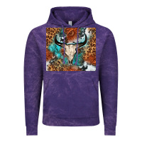 Cloud Purple Western with bull skull Vintage Hoodie - NancyCooperArtShop