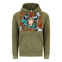Vintage Olive Western with bull skull Vintage Hoodie - NancyCooperArtShop
