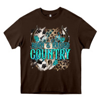Chocolate Brown born  raised country Heavy Core Tee - NancyCooperArtShop