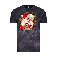 Cloud Black believe christmas santa claus Vintage Tee - MaliasSmallBusiness