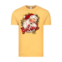 Vintage Mustard believe christmas santa claus Vintage Tee - MaliasSmallBusiness
