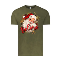 Vintage Olive believe christmas santa claus Vintage Tee - MaliasSmallBusiness