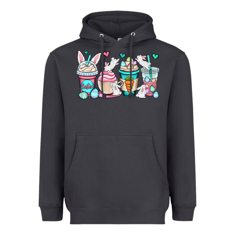 Easter Bunnies Coffee Cups Heavyweight Hoodie by OliviaCreatesArt | Teevron