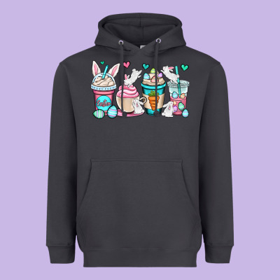 Easter Bunnies Coffee Cups Heavyweight Hoodie Designed By Oliviacreatesart