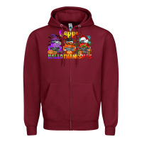Burgundy happy hallothanksmas truck Zipper Hoodie - CowGirlArtShop