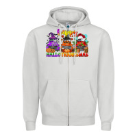 Dove Grey happy hallothanksmas truck Zipper Hoodie - CowGirlArtShop