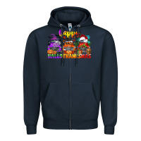 Navy happy hallothanksmas truck Zipper Hoodie - CowGirlArtShop