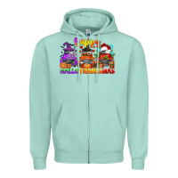 Seafoam happy hallothanksmas truck Zipper Hoodie - CowGirlArtShop