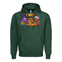 Sports Green happy hallothanksmas truck Zipper Hoodie - CowGirlArtShop