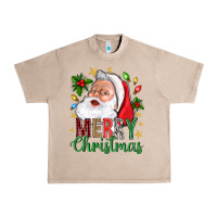 French Oak Merry Christmas With Santa Urban Heavy Tee - BundleAndBundleShop